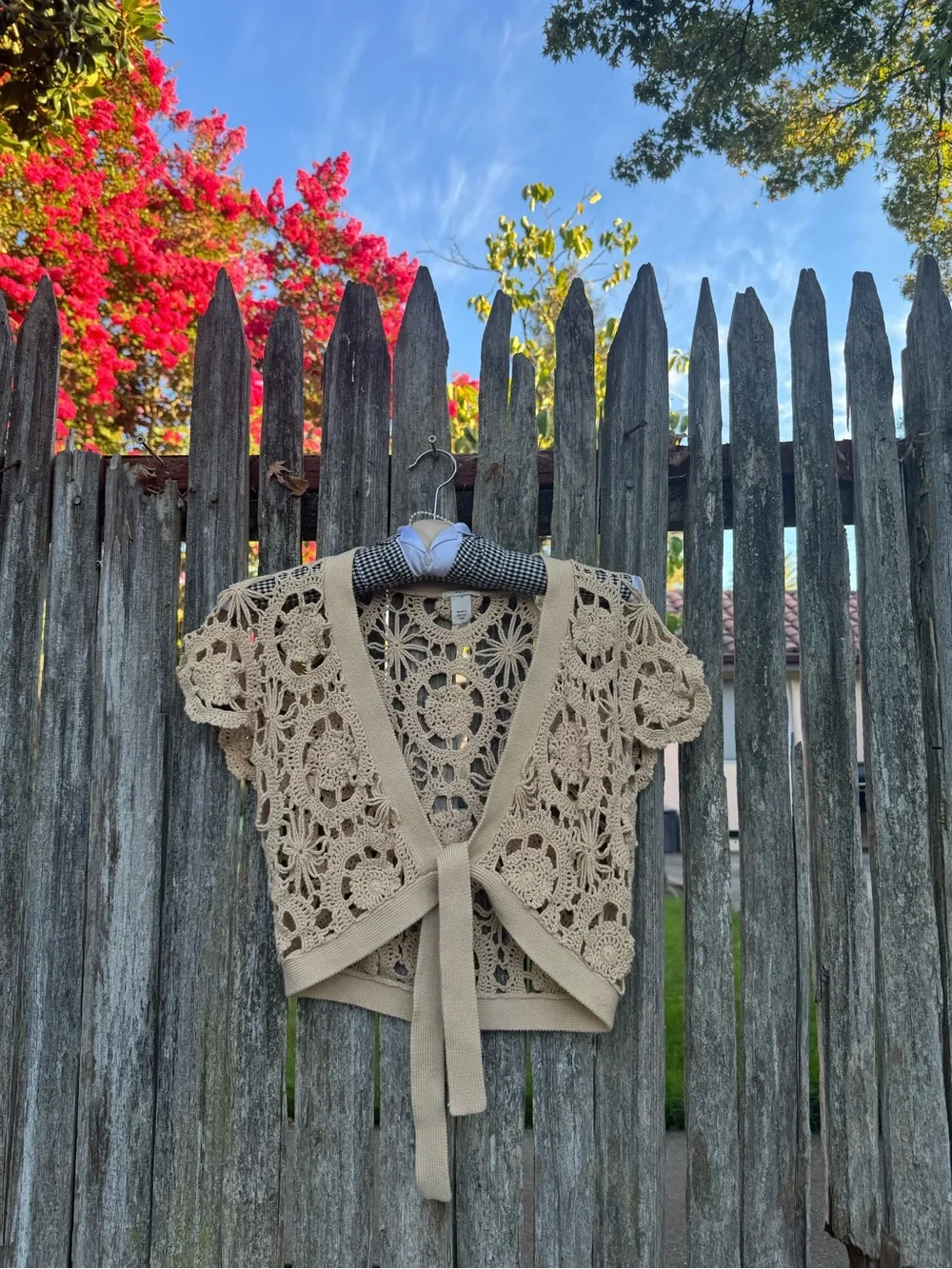 Y2K Cream Crochet Floral Lace Bolero